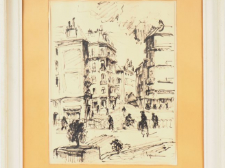Vente aux enchères Raymond ESPINASSE  "Toulouse" Dessin à l'encre. Signé en bas à droite.