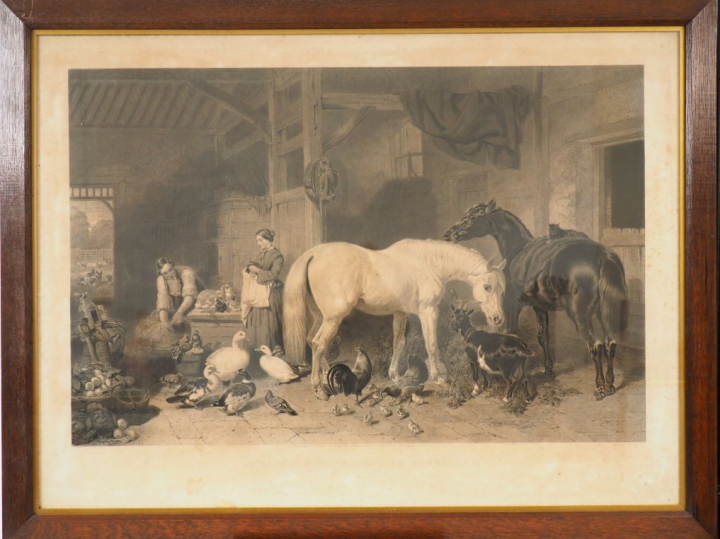 Deux gravures anglaises en noir "A. GLIMPSE OF AN ENGLISH HOMESTEAD"  
