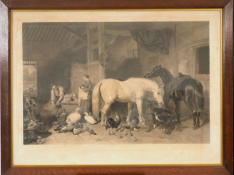 Vente aux enchères Deux gravures anglaises en noir "A. GLIMPSE OF AN ENGLISH HOMESTEAD"  