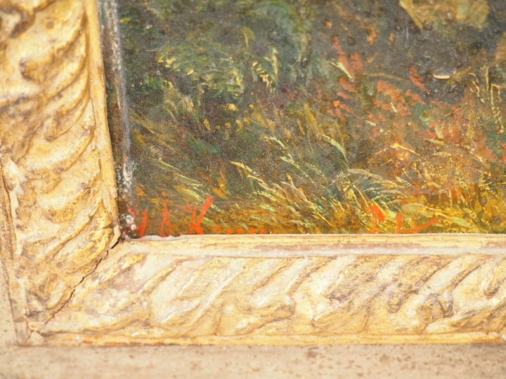 KIRCHMANT "Rivière dans les Alpes bavaroises" Huile sur panneau. Signé