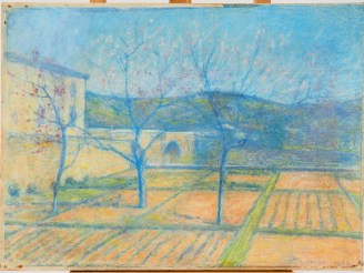 Vente aux enchères Achille LAUGÉ "Verger devant le pont de la Gare à Alet-les-Bains" Past