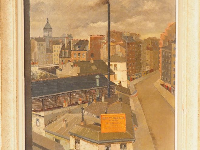 P. J. LETAUDY "Vue de Bercy" Huile sur toile. Signée en en bas à droit