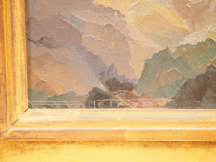 P. J. LETAUDY  "Vue de plage" Huile sur toile. Signée en bas à gauche.