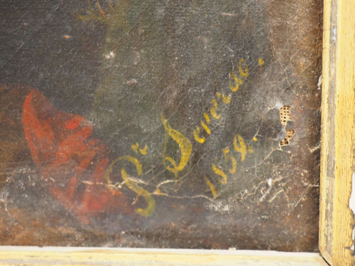 P. SEVERAC  "Bal champêtre" Huile sur toile. Signée en bas à droite et