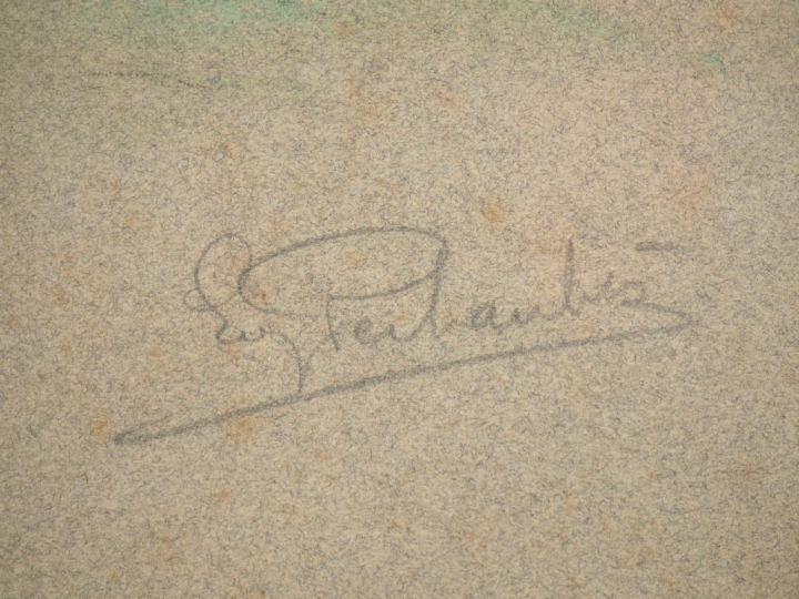 Eugène PECHAUBES  "Course de chevaux" Deux pastels.  Signés en bas à d
