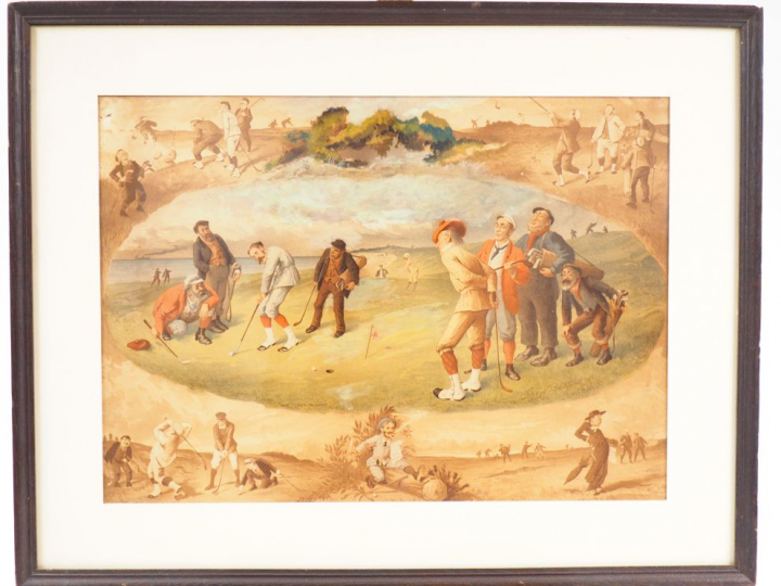 George PIPESHANKS "La partie de Golf" Paire de lithographies. Signées 