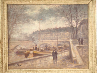 Vente aux enchères L. STEFFEN  "Paris, le long de la Seine" Huile sur toile. Signée en ba