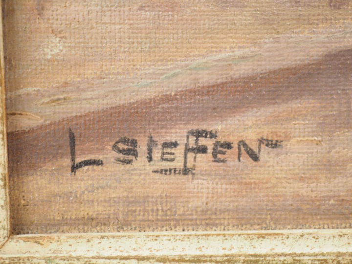 L. STEFFEN  "Paris, le long de la Seine" Huile sur toile. Signée en ba