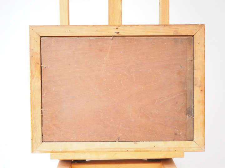 E. VERGEZ "La chaumiere" Huile sur panneau. Signée en bas à gauche. 24