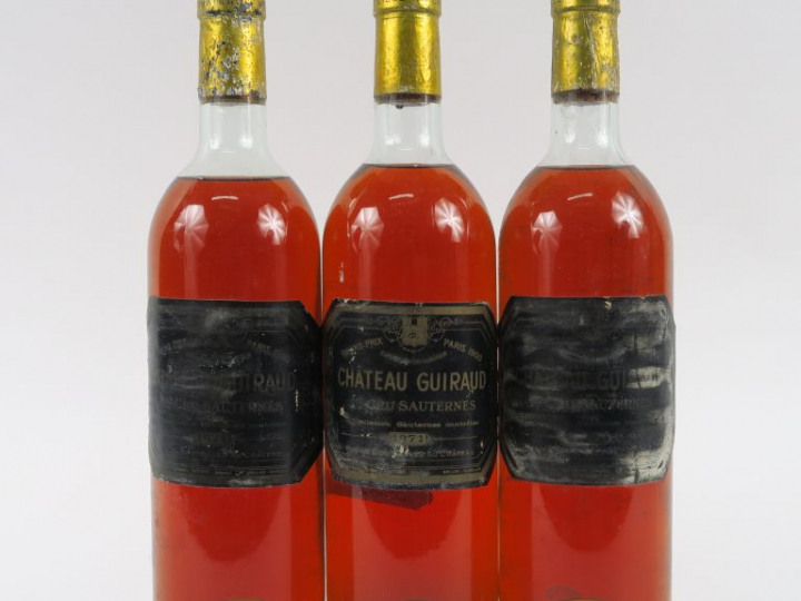 3 BOUTEILLES CHÂTEAU GUIRAUD 1er CC SAUTERNES - 1971 - HEP