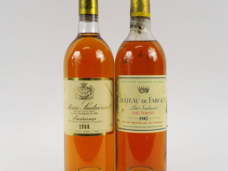 Vente aux enchères 2 BOUTEILLES : 1 CHÂTEAU SUDUIRAUT 1er CC 1988 - 1 CHÂTEAU DE FARGUES 