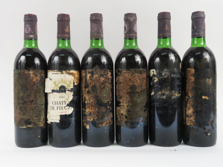 6 BOUTEILLES CHÂTEAU DE FIEUZAL GCC GRAVES - 1980 - LB/ETA/2 PRESUMEES