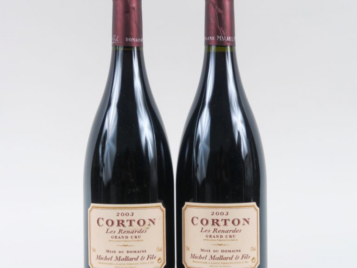 2 BOUTEILLES CORTON GC 'LES RENARDES' M. MOILLARD   FILS - 2003