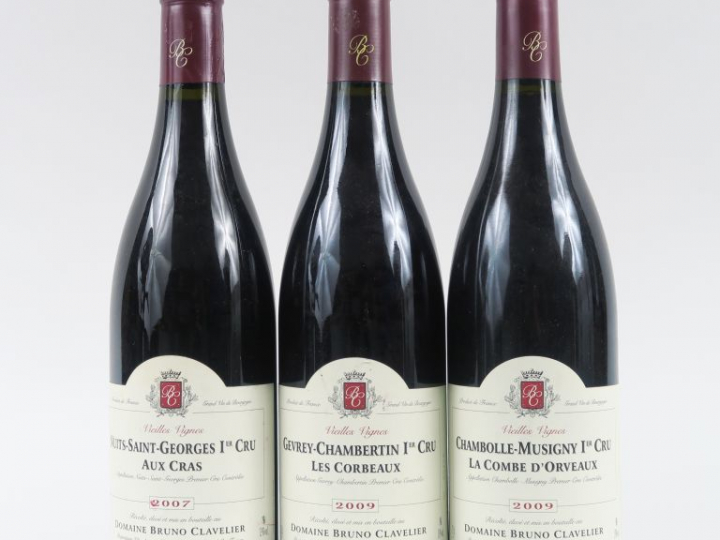 3 BOUTEILLES B. CLAVELIER : 1 NUITS ST GEORGES 1er CRU 'AUX CRAS' 2007