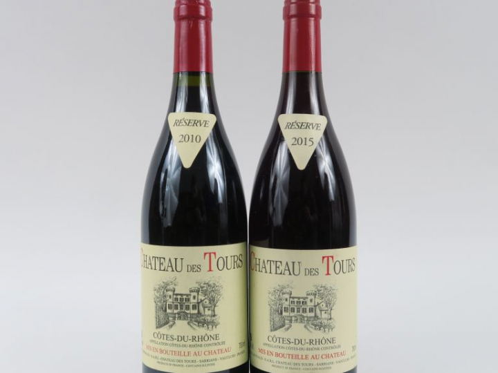 2 BOUTEILLES CHÂTEAU DES TOURS CÔTES DU RHÔNE E. REYNAUD - 1 de 2010/1