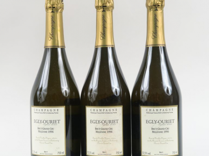 3 BOUTEILLES CHAMPAGNE EGLY OURIET GC - 1996 - PASSAGE EN CAVE : 85 MO