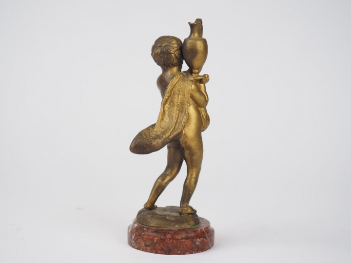 CLODION. 'Amour porteur d'eau'. Sculpture en bronze sur un socle en ma