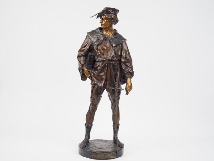 Emile Louis PICAULT. 'L'escholier du XIVe siècle' Sculpture en bronze 