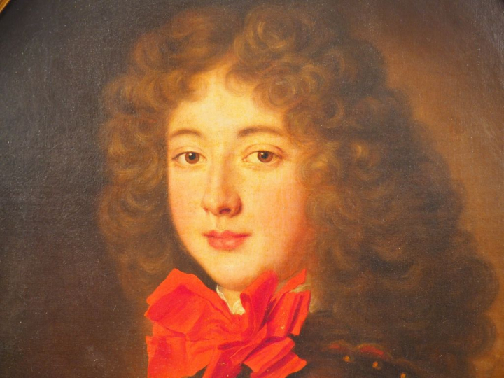 Ecole française XVIIIème.  'Portrait d’homme en médaillon'. Huile sur 