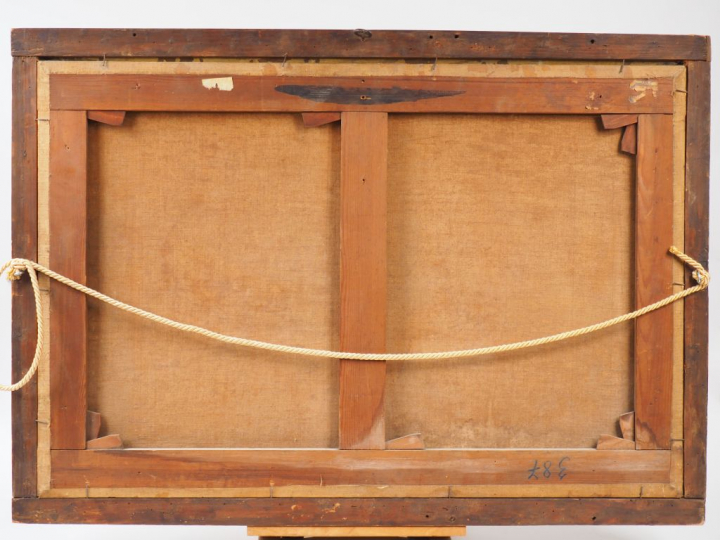 Ecole italienne fin XVIIIème -  début XIXème. 'Paysage de neige'. Huil