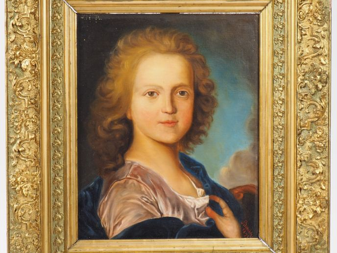 Emile BESSIERE. 'Portrait de jeune garçon'. Huile sur toile.  Signée e