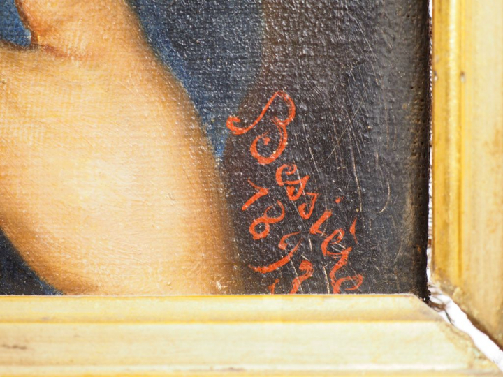 Emile BESSIERE. 'Portrait de jeune garçon'. Huile sur toile.  Signée e