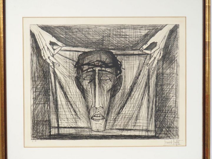 Bernard BUFFET "Tête du Christ" Epreuve d’artiste. Lithographie. Signé