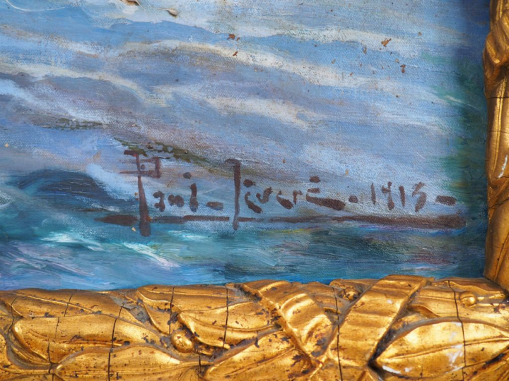 Paul LÉVERÉ. "La flotte française dans la rade de Toulon". Huile sur t