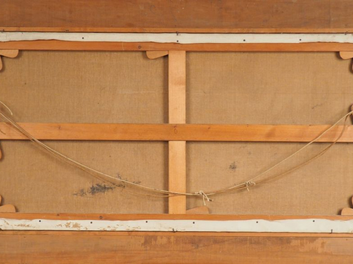 Paul LÉVERÉ. "La flotte française dans la rade de Toulon". Huile sur t