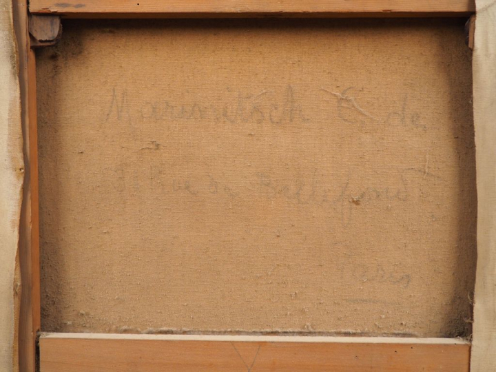 MARINITSCH. 'Jeune garçon en guenilles, près d'un moulin'. Huile sur t