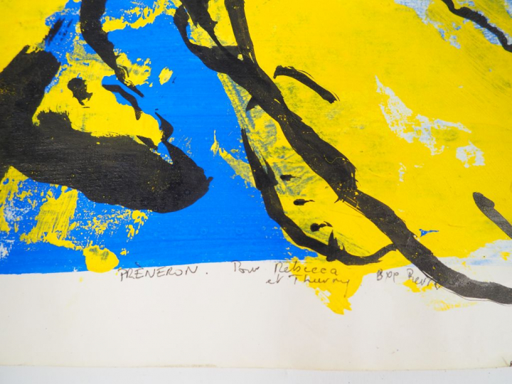 Pierre PRENERON. Composition abstraite'. Acrylique sur papier. Signée.