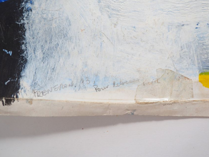 Pierre PRENERON. 'Composition abstraite'. Acrylique sur papier. Signée