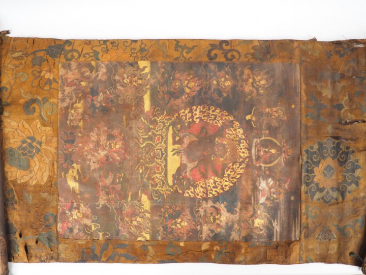 Thangka en polychromie et rehauts dorés sur toile, représentant Vajrap