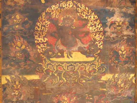 Thangka en polychromie et rehauts dorés sur toile, représentant Vajrap