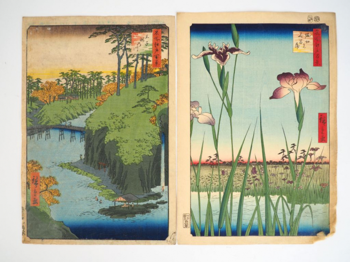 HIROSHIGE (1797-1858) Deux estampes oban tate-e de la série des « Cent