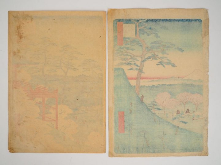 HIROSHIGE (1797-1858) Deux estampes oban tate-e de la série des « Cent