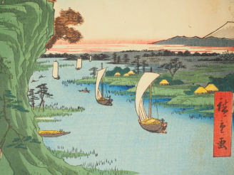 Vente aux enchères HIROSHIGE (1797-1858) Deux estampes oban tate-e de la série des « Cent