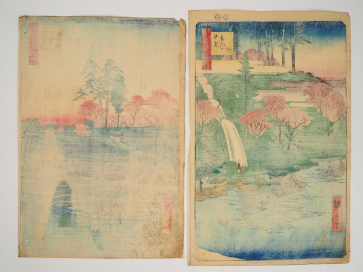 HIROSHIGE (1797-1858) Deux estampes oban tate-e de la série des « Cent