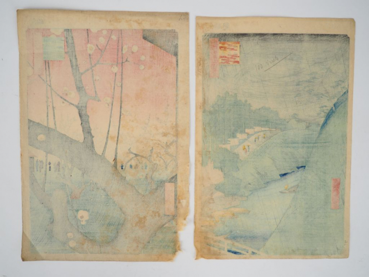 HIROSHIGE (1797-1858) Deux estampes oban tate-e de la série des « Cent