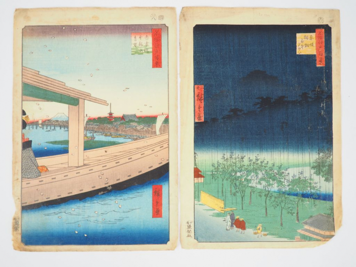HIROSHIGE (1797-1858) et HIROSHIGE II (1826-1869) Deux estampes oban t