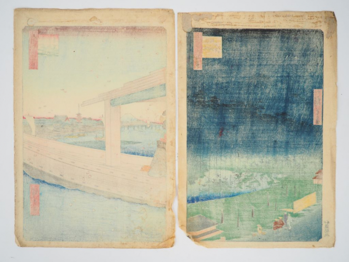 HIROSHIGE (1797-1858) et HIROSHIGE II (1826-1869) Deux estampes oban t