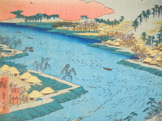 Vente aux enchères HIROSHIGE (1797-1858) Huit estampes oban tate-e de la série des « Vues