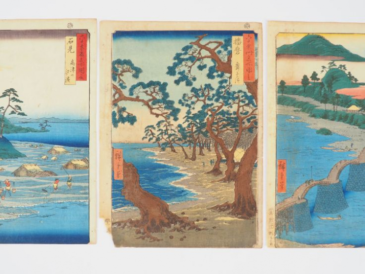 HIROSHIGE (1797-1858) Huit estampes oban tate-e de la série des « Vues