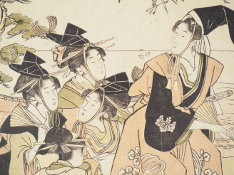 Vente aux enchères UTAMARO (1753-1806) Estampe oban tate-e, partie de triptyque, groupe d