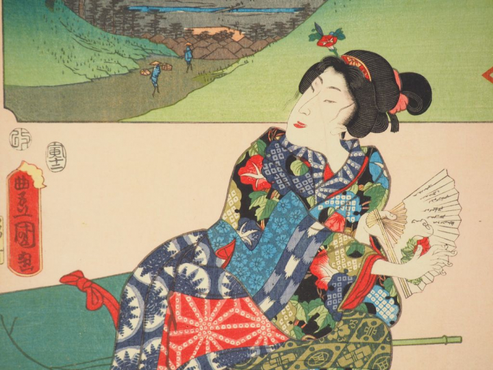 HIROSHIGE (1797-1858) et TOYOKUNI III (1786-1865)  Cinq estampes de la