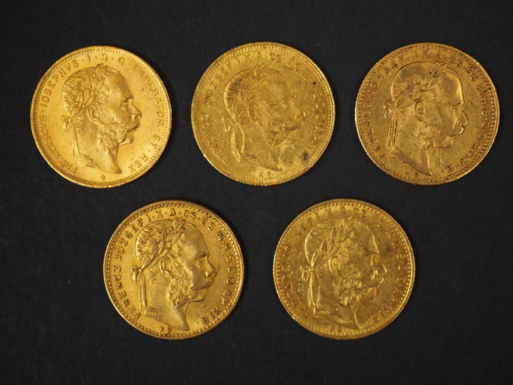 Cinq pièces de 20 Francs - 8 Forint or, François Joesph I, 1875-KB, 18