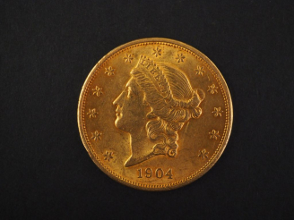 Vente aux enchères Pièce de 20 Dollars or, 1904. FRAIS ACHETEURS : 5% TTC