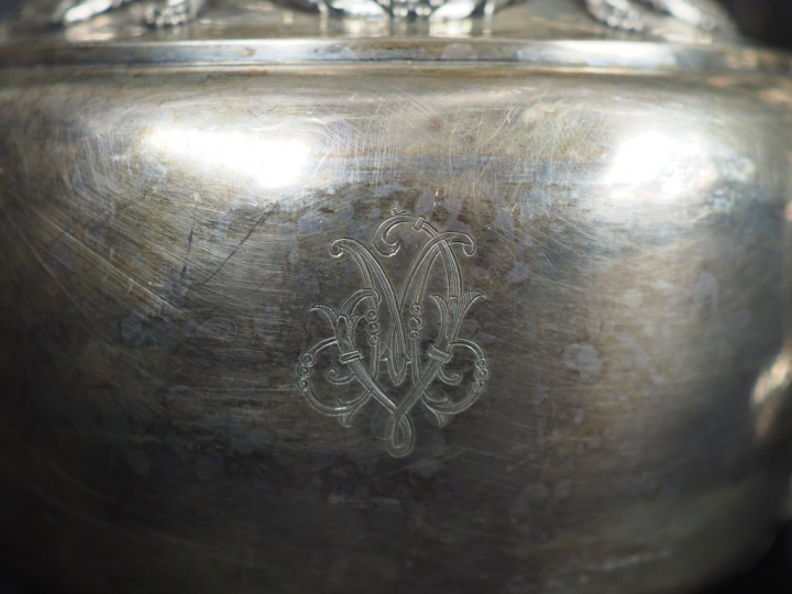 Service à thé et à café Napoléon III de style Louis XVI en argent, poi