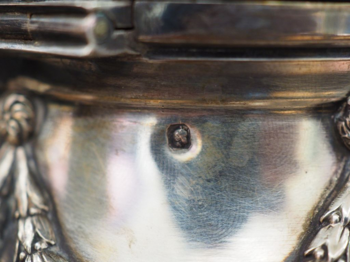 Service à thé et à café Napoléon III de style Louis XVI en argent, poi