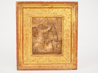 Vente aux enchères Plaque en albâtre sculpté fin XVIème - début XVIIème. "Annonciation" R